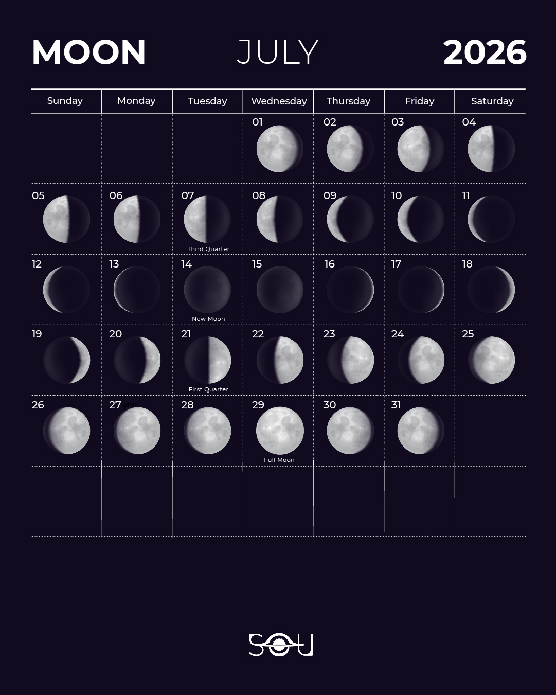 Moon Calendar July 2026